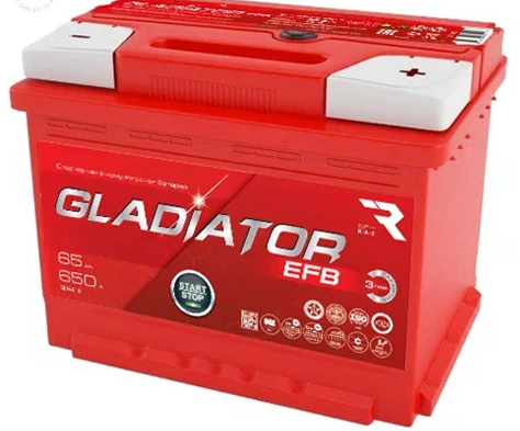 АКБ 6СТ - 65 Ач Gladiator EFB L Euro АКБ 6СТ - 65 Ач Gladiator EFB L Euro